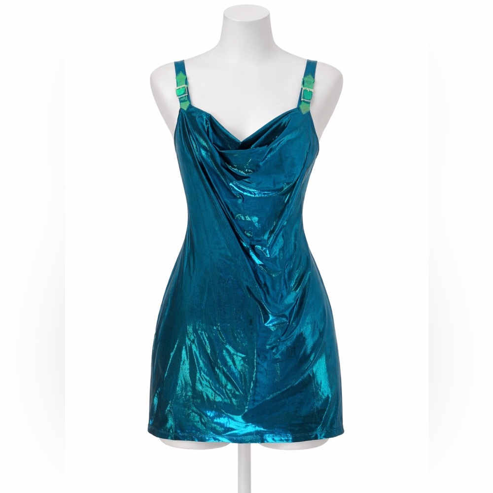 Cuent Mood Metallic Teal Mini Dress XS